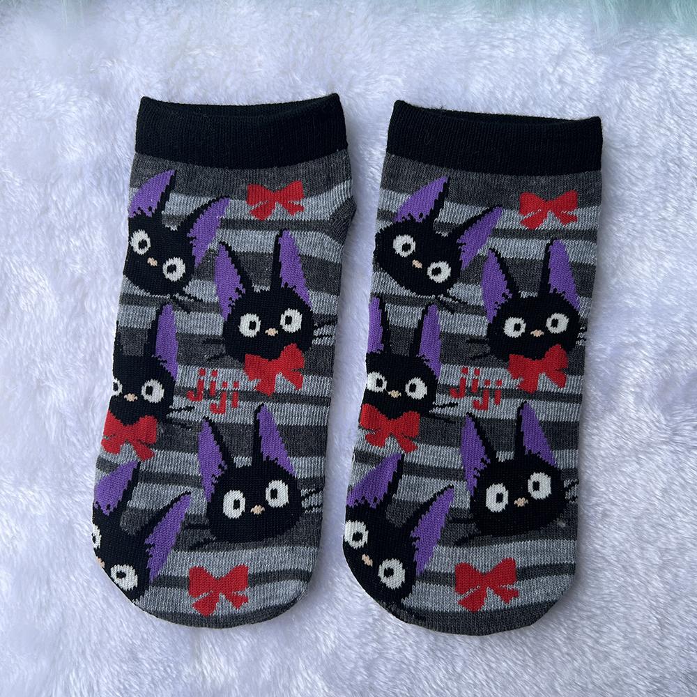 Cute Women's Black Cat Socks Kawaii Kitty Cartoon Girls Spring Summer Winter Students Sock Birthday Gifts One Pair