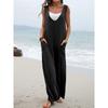 Women's Fashion Casual Summer Spring Solid Color Print Sleeveless V-Neck High Waist Trousers Jumpsuits & Rompers