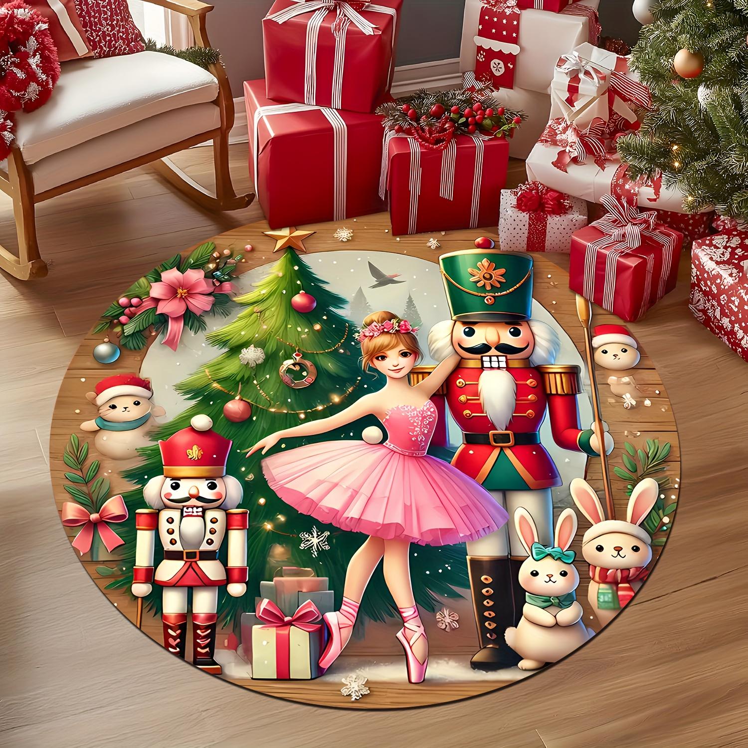 

Nutcracker Ballerina Round Rug, Christmas Indoor Outdoor Mat for Entryway, Living Room, Bedroom Decor, Holiday Theme Diameter 60cm