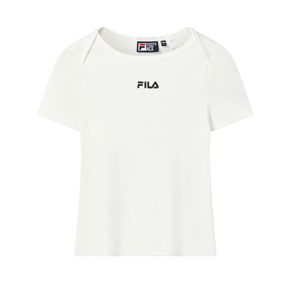 

FILA Original Fashion Simple Classic Retro Versatile Comfortable Casual Knitted Slim Fit Short Sleeve T-Shirt Women tops F11W629105FWT M