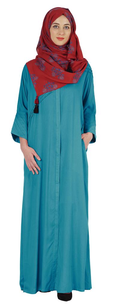 Bimba Islamic Clothes For Women Long Prayer Robe Maxi W  Printed Hijab Rayon Abaya Front Button Muslim