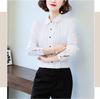 Bolan Verl White Long Sleeve Blouse with Casual Solid Perfect for Office Size M Women's Ruffles, Top, Color, Thick, Elegant, Commuting, Business,