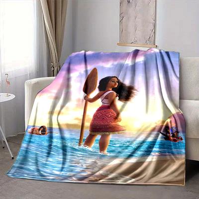 1Pc Moana'S Ocean Journey Blanket Soft And Comfortable Casual Warm Camping Travel Christmas Halloween Xmas Gift M924666