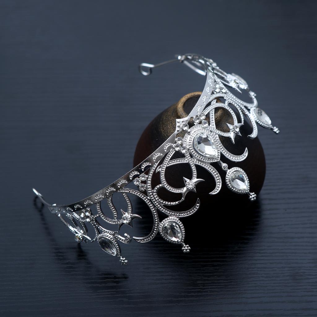 New Bride Wedding Crown Headpiece Silver Rhinestone Luxury Hair Accessory Crown Bridesmaid Headband Women's Party Gift