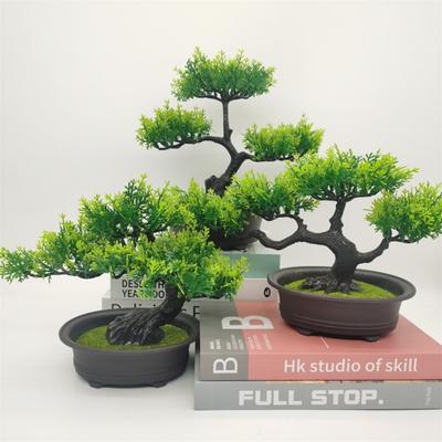 Green Artificial Bonsai Tree Greeting Pine Artificial Plant Greenery Living Room Ornaments