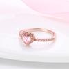 Fashion 925 Sterling Silver Pink Heart Rose Flower Ring Ladies Fine Wedding Valentine's Day Gift Jewelry