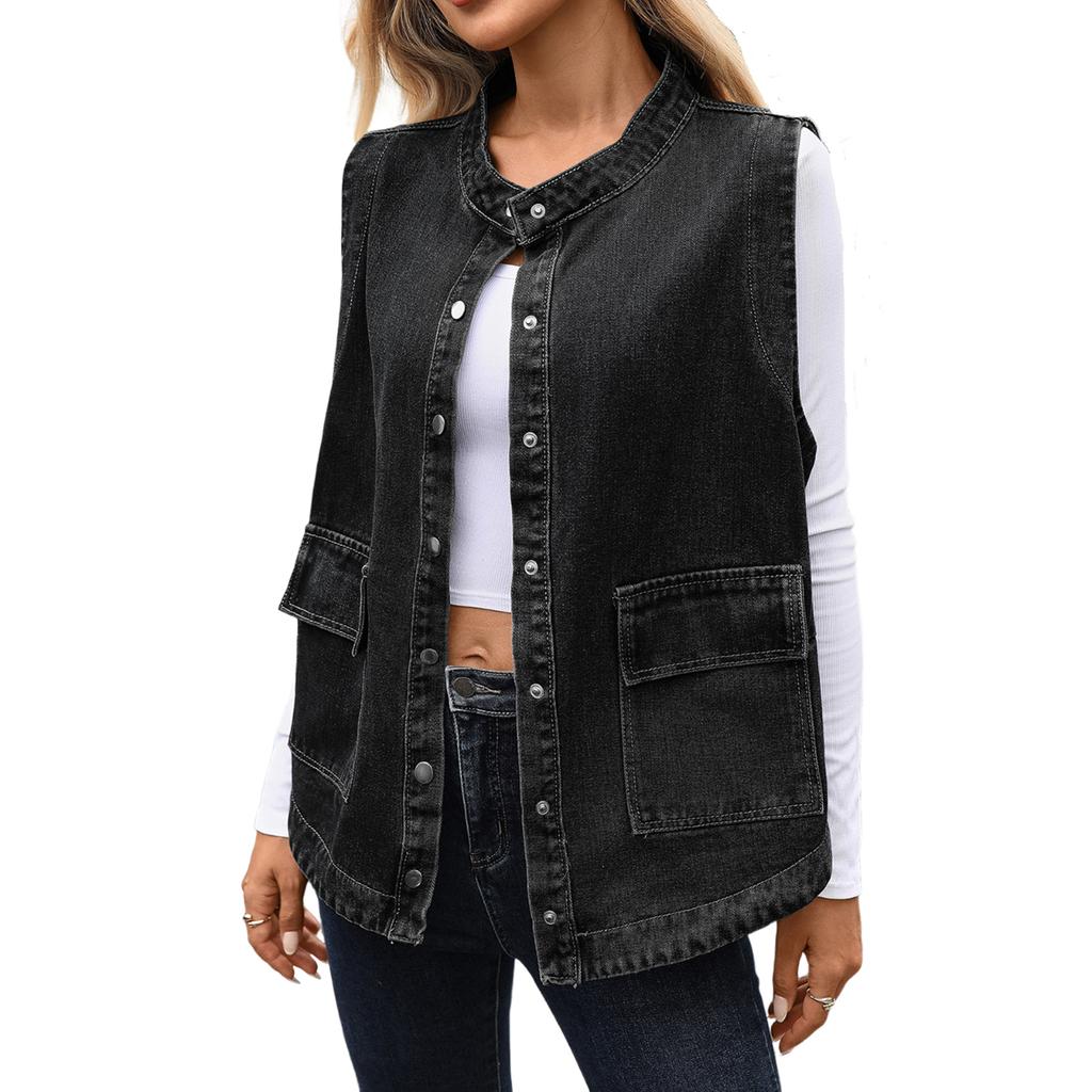 Women's Fashion Casual Solid Color Denim Jacket Short Top