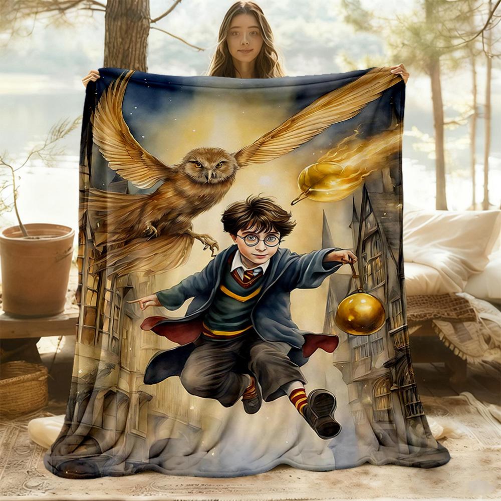 1pc Harry Potter Hogwarts Magic Outdoor Blanket Lightweight Flannel, All-Season Use for Sofa, Bed, Travel, Camping, Living Room, Office, Couch064