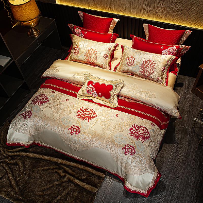 

Svetanya Embroidery Bedding Set Egyptian Cotton Queen King Size Linens (thin Thick Sheet Pillowcase Quilt Cover) Underwear thin Sheet Style&Queen 4in1 set