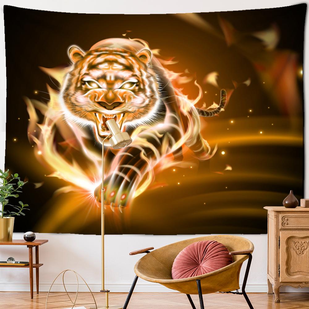 Psychedelic 3D Tiger Tapestry Wall Hanging Bohemian Impression Painting Hippie Tapiz Art Mystery Home Decor
