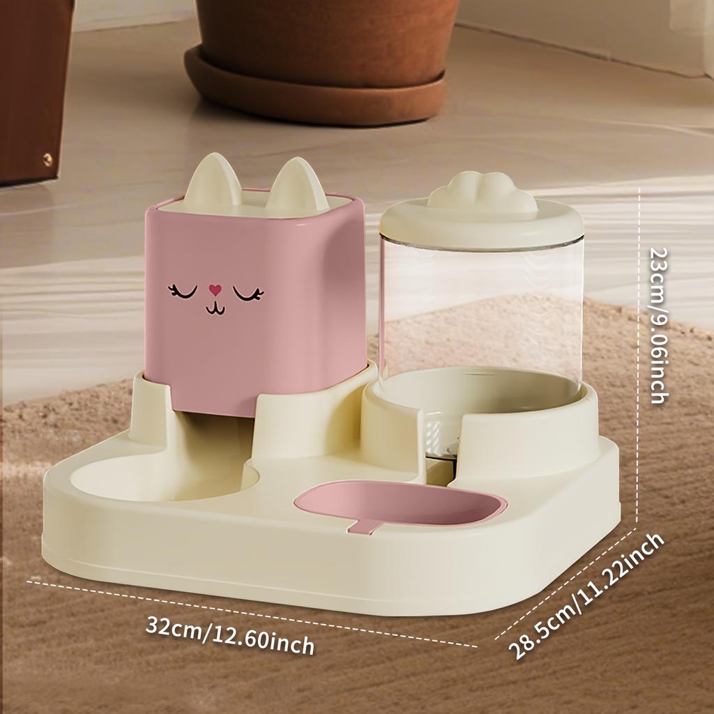 1SET Automatic Intelligent Feeding Integrated Pet Feeder, with Wet and Dry Food Separation Function and Automatic Water Supply System.