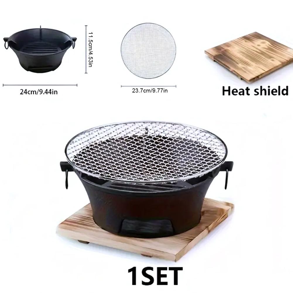 Stainless Steel Barbecue Grill Portable Tabletop BBQ Multi-Functional Boiling Tea Heating for Home Party Outdoor Camping