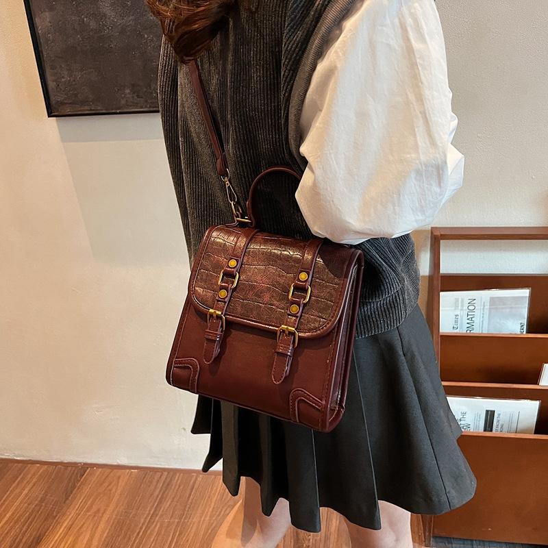 

Нишевый рюкзак женский 2025 новая мода ретро сумочка универсальный досуг путешествия деловой маленький рюкзак 20*9*21 бордовый