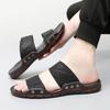 Men Slide Slippers Wide Head Outdoor Summer Brown Casual Sandals for Father Open Toe Black Beach Shoes Plus Size