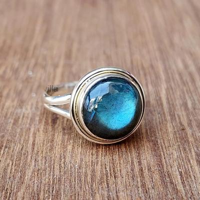 Natural Blue Fire Labradorite Gemstone 925 Sterling Silver Ring Jewelry, Handmade Gift Labradorite Ring