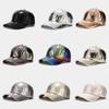 European and American Ins Pleated PU Baseball Cap Men's and Women's Street Trend Colorful Laser Cap Stage Hip Hop Hip Hop Cap