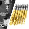 6PCS High Speed Steel 6.35mm Hex Shank Tap Drill Bit Compound Tap M3CelsiusM4CelsiusM5CelsiusM6CelsiusM8CelsiusM10 (Type A)