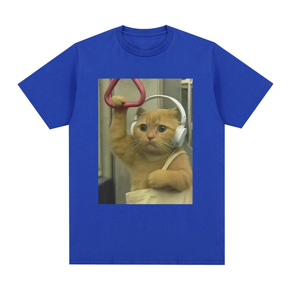 Subway Cat Meme T-shirt Gen Z Joke Stupid Brainrot Cat Lover Gift T-shirts Funny Kitty Cool Cotton Short Sleeve T-Shirts Unisex