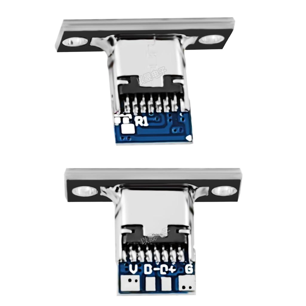 USB-C Female Socket 4-Pin Black Connector for DIY Charging Cable Modifications.