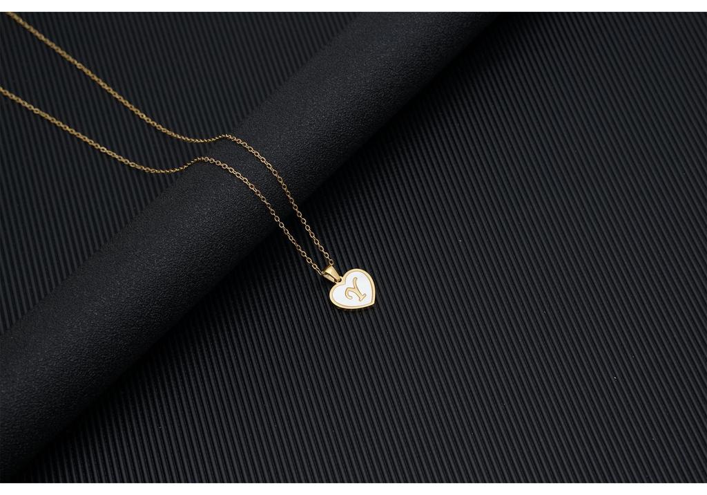 Gold Shell Pendant Necklace with English Alphabet - European & American Trend In Titanium Steel Chain