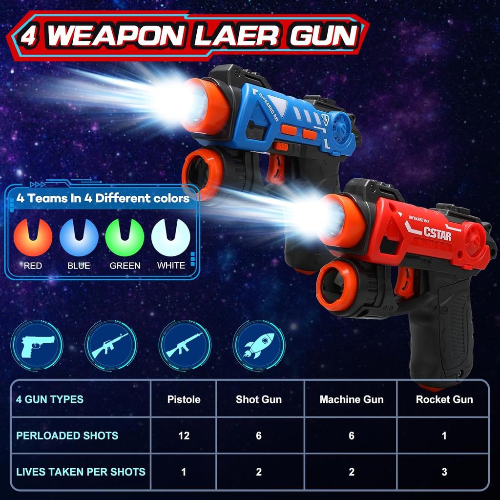 VATOS Infrared Laser Tag Projector Duck Hunts Shooting Game 2 Players Cstag Pistol Guns Toy Indoor Game For Kids Boys Girl Gift