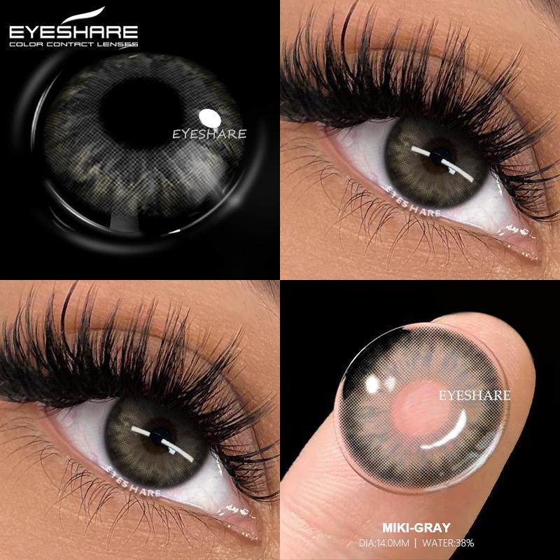 Eyeshare זוג עדשות מגע צבעוניות שחורות לשימוש שנתי עדשות קוסמטיות רכות ליופי העיניים לעיניים בצבע כהה קוסמטיקה לעיניים