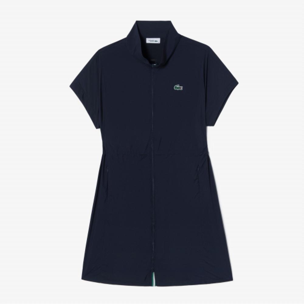 

LACOSTE Женское многослойное тканое платье на молнии [Темно-синий]