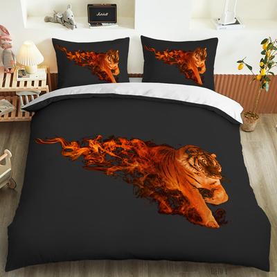 Tiger Löwe Leopard Bettbezug Set Tiermotiv 3D Bettwäsche Set King Queen Größe Für Kinder Jungen Mädchen Teenager Polyester Bettdeckenbezug