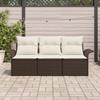 VidaXL Ensemble de canapé de jardin 3 pièces avec coussins marron poly rattan 3345218