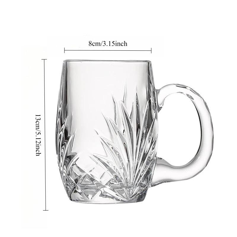 

480ml Creative Beer Glass Carved Beer Glass with Handle Party Vintage Glass Cup Large Capacity Tea Cup Heat-resistant Water Cup 480ml