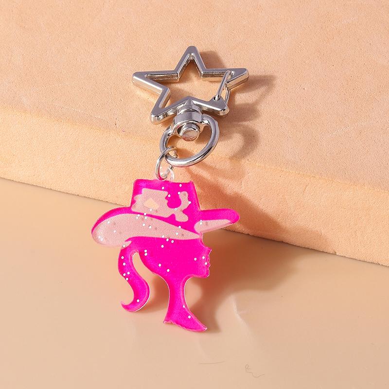Cute Resin Cowboy Boot Hat Keychain Pretty Girl Key Ring Pendant for Women Handbag Decor DIY Handmade Kid's Jewelry Gift