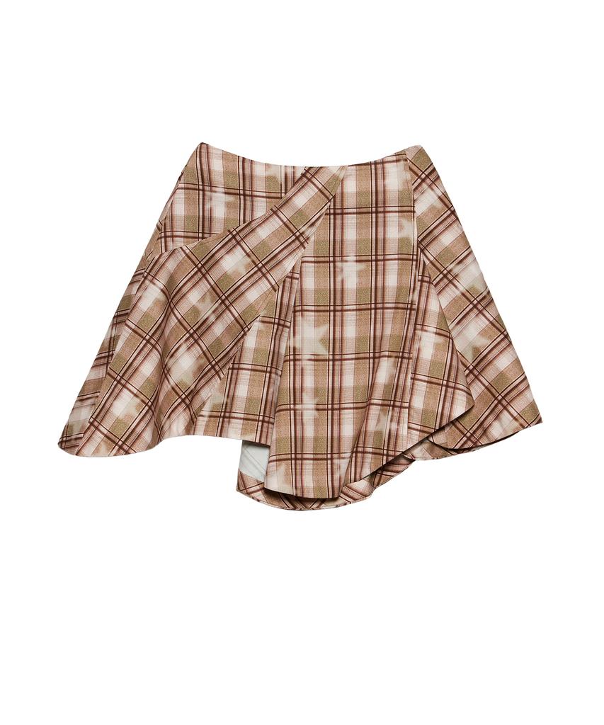 Gyeong Draped Skirt_Brown Check