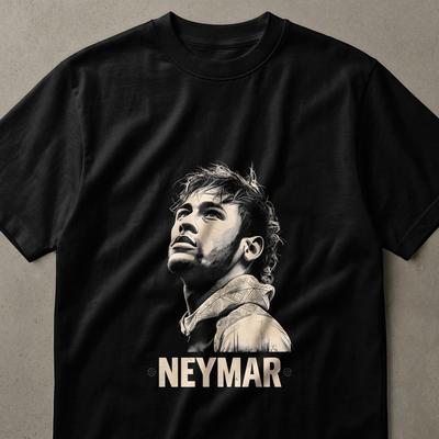 Neymar Fan Art T-Shirt, Soccer Player Graphic Tee, Brazilian Football Legend Shirt, Unique Sports Fan Gift for Him, Stylized Athlete