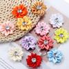 20pcs 4cm Mini Satin Ribbon Flowers Colorful Rhinestone Handmade Flowers For DIY Clothing Sewing Headwear Decoration Accessories