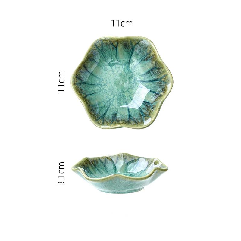 Керамическая тарелка в форме цветка, фарфоровая тарелка в форме ореха, маленькая тарелка, мини-соевый соус, приправа, столовые приборы, бытовые кухонные принадлежности As shown