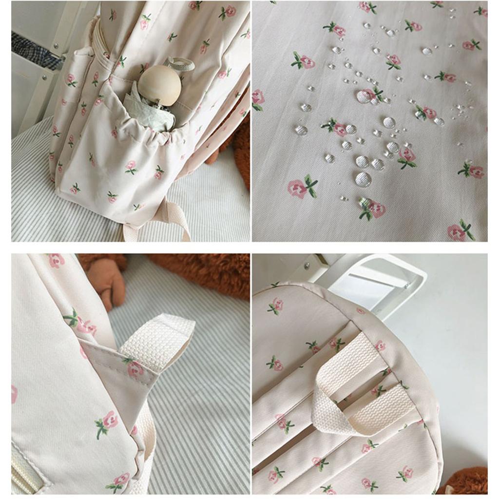 Women's Backpack Nylon Travel Bookbag Purse Floral Print Cute Medium Size Casual Daypack for Girls School Travel