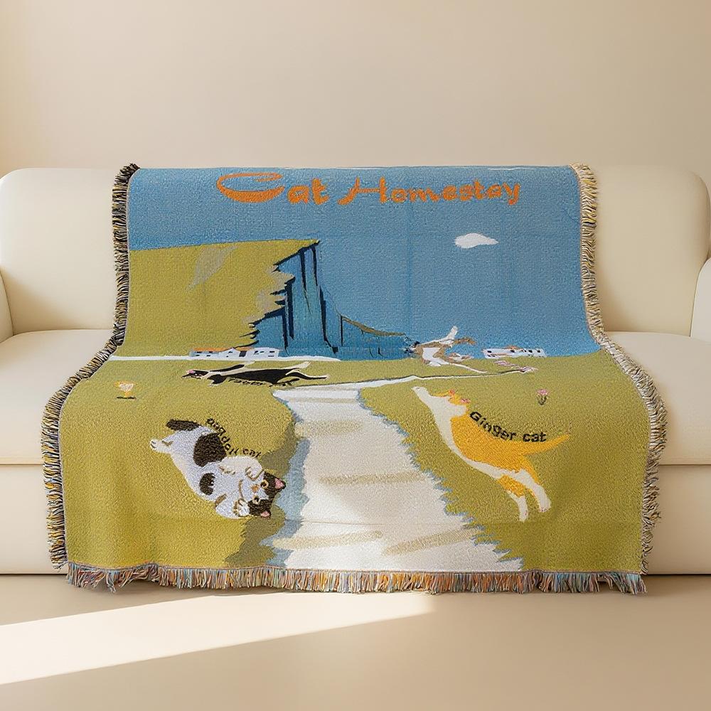 Jacquard Tapestry Picnic Blanket for Outdoor Camping Doubles as Living Room Sofa Throw or Office Nap Layer with Style