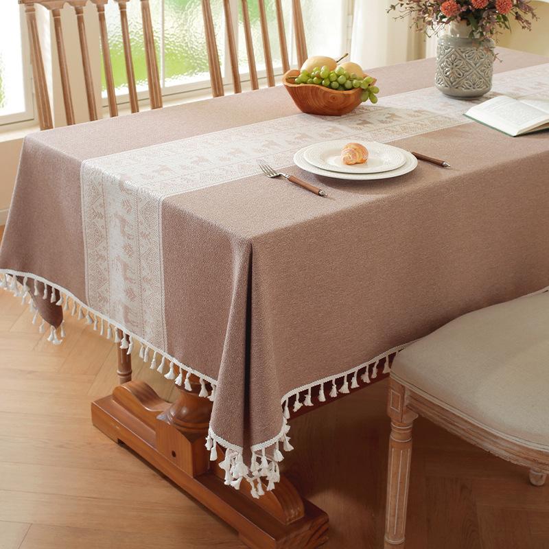 Nordic Light Luxury Tablecloth Imitation Cotton And Linen Fringed Long Dining Table Cloth Coffee Table Christmas Dust Tablecloth Mat