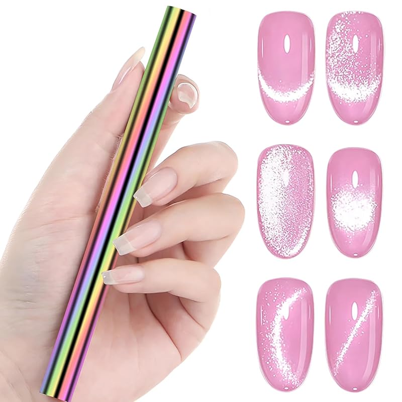 WOKOTO 1Pc Silver Y-Shaped Cylinder Nail Magnet For Cat Eye Nails Designs Magnet Pens Nail Art Tools Ombre Gradient Design Nail Art Cat Eye Magnet KIT2 Iridescent
