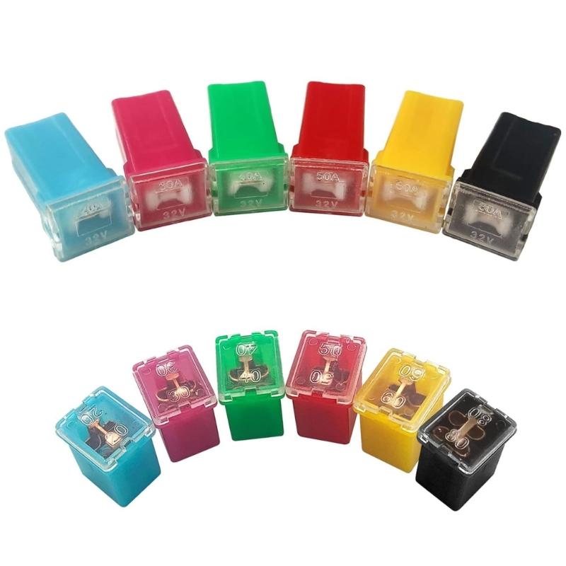 36Pcs Low and Tall/Standard Profiles Box Shape Fuses 20A 30 40 50A 60A 80A Car Cartridge Fuses for Trucks Car