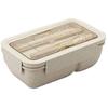 Leak-proof 850ml Large Capacity Bento Box, Made with Straw Fiber, Eco-Friendly Material, Includes Cutlery, Microwave Safe, Suitable for High School St