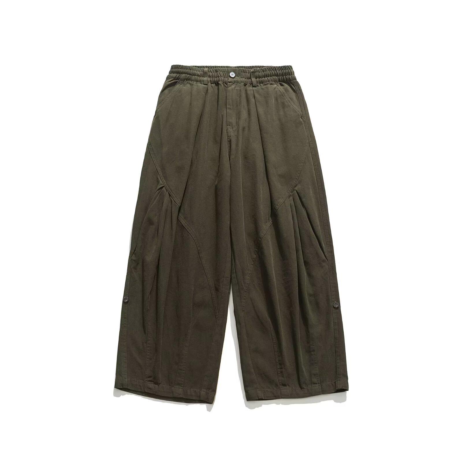 

Мужские брюки из полиэстера с широкими штанинами в японском ретро-стиле весна/осень 2024 года 2XL зелёный