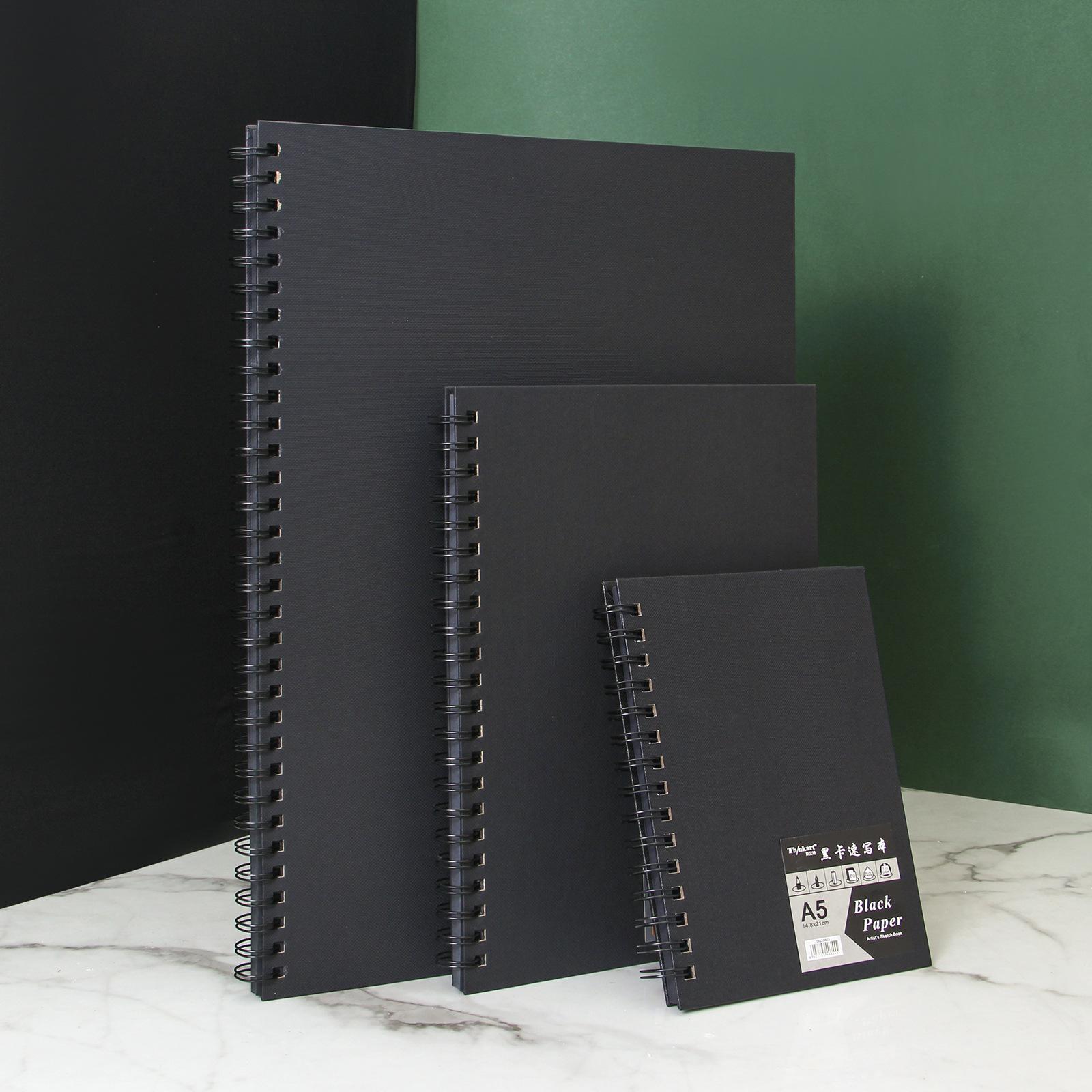 Thickened Black Card 8k Spot Composition Sketchbook A3/A4/A5 16 Open Upturn Coil Binding Student Picture Book 60 Pages 60-110g A4x60 pages