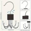 360° Rotating Storage Hanger Hook Multi-Claw Bag Metal Belts Rack Wooden Organizer For Bras Ties Scarves Household Closet
