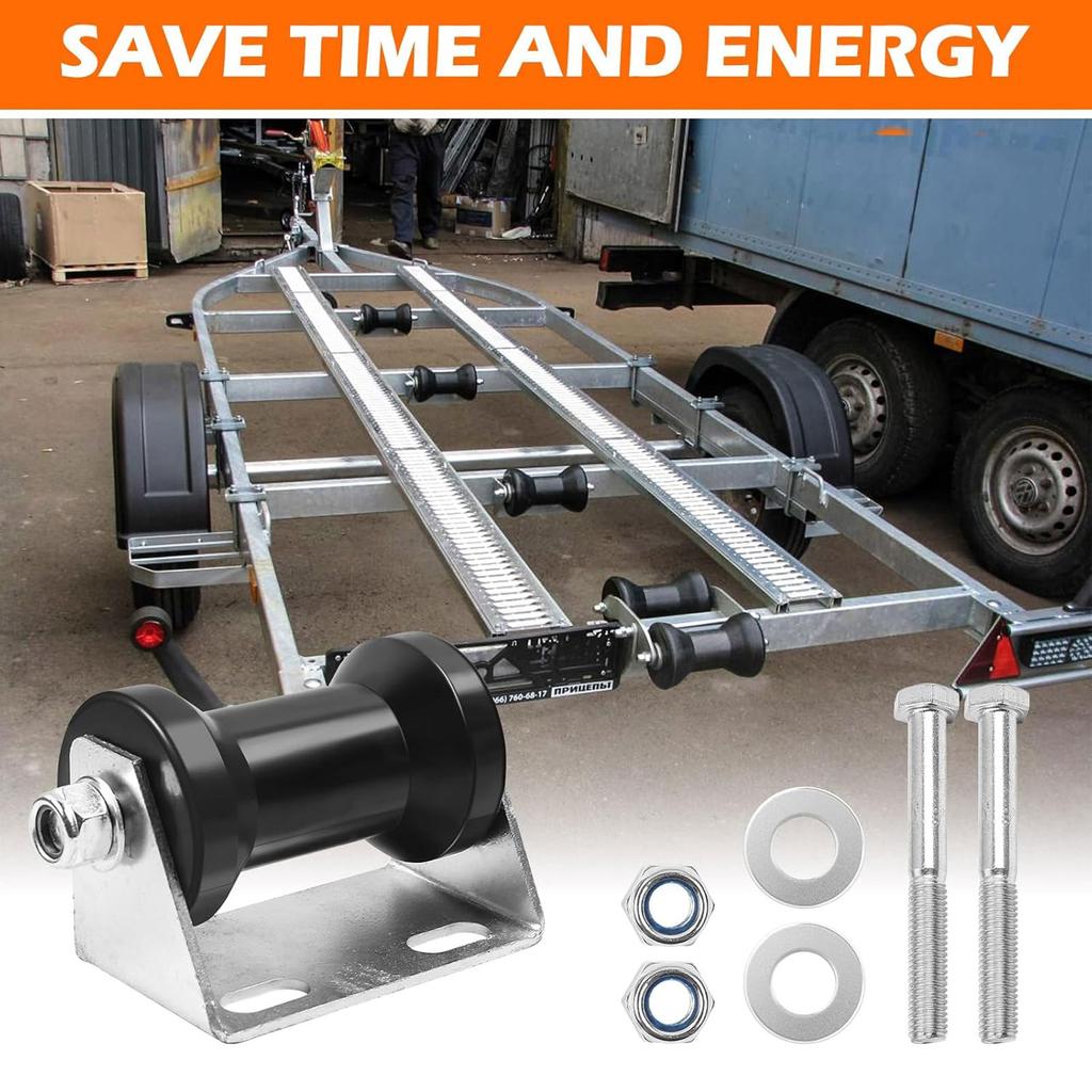 5 Inch Rubber Boat Trailer Roller with Steel Bracket Keel Roller Assembly Kit for Replacement