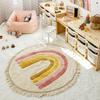 Rainbow Fluffy Carpet For Living Room With Tasselsl White Hairy Bedroom Rug Baby Folding Carpet Soft Nursery Play Mat For Kids