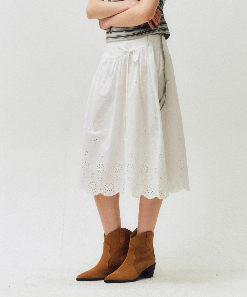 Cita Ribbon String Punching Skirt_Cts616(White)