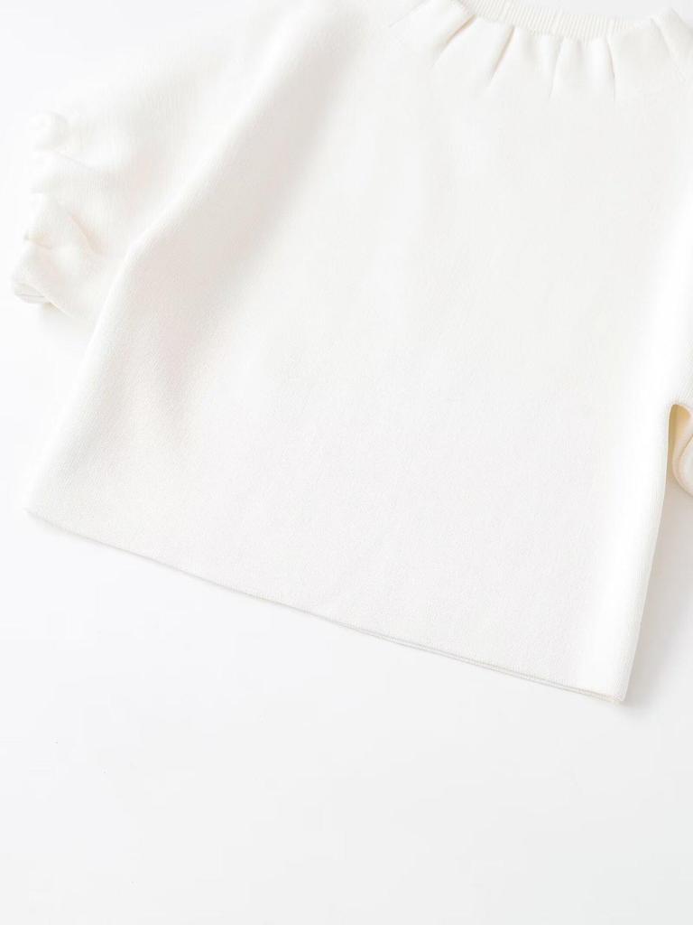 2026 Spring New European & American Style Puff Sleeve Pleated Top
