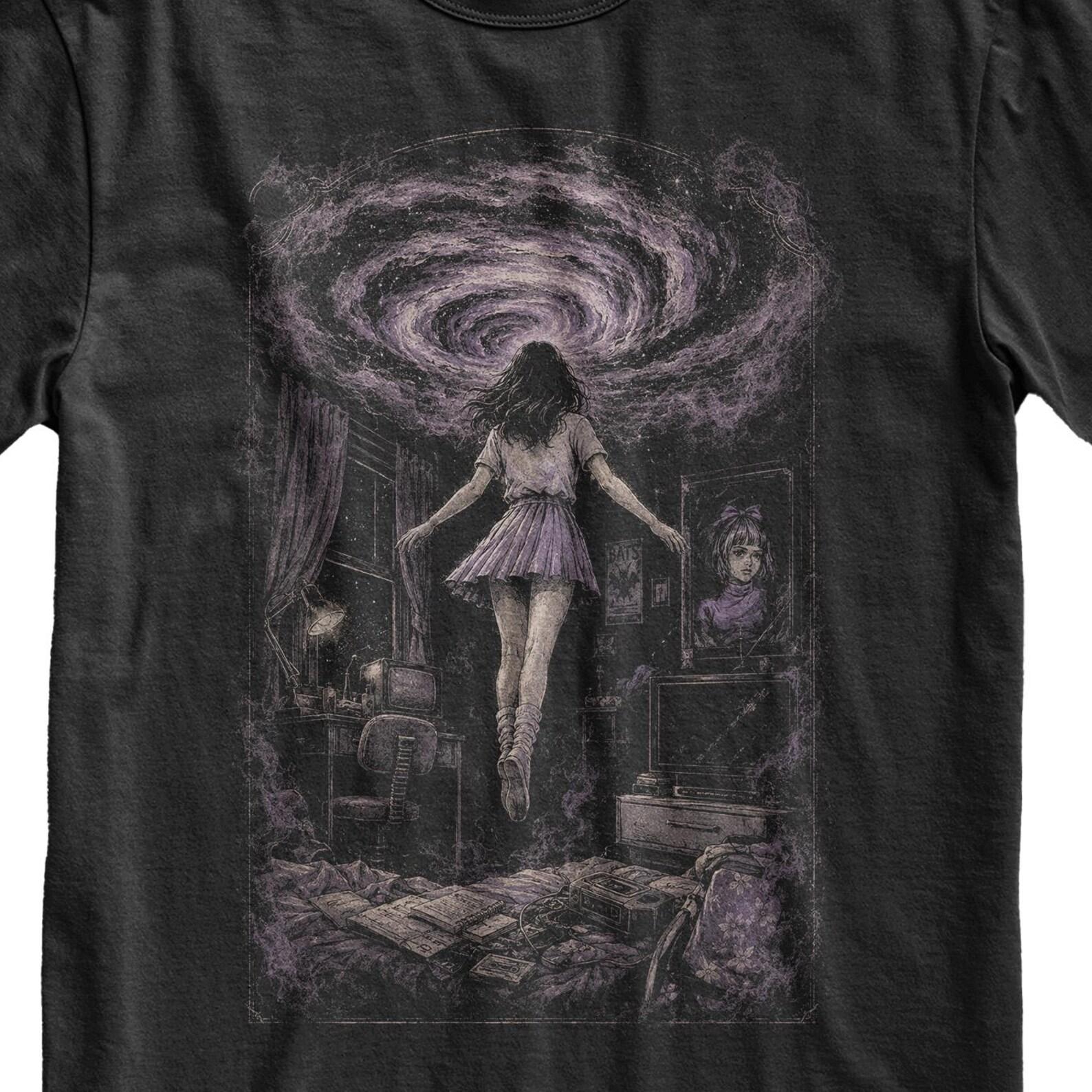 Retro Anime Portal T-Shirt, Y2K Cyberpunk Tee, Manga Aesthetic Top L