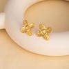 European Retro Geometric Leaf & Heart Stainless Steel Stud Earrings